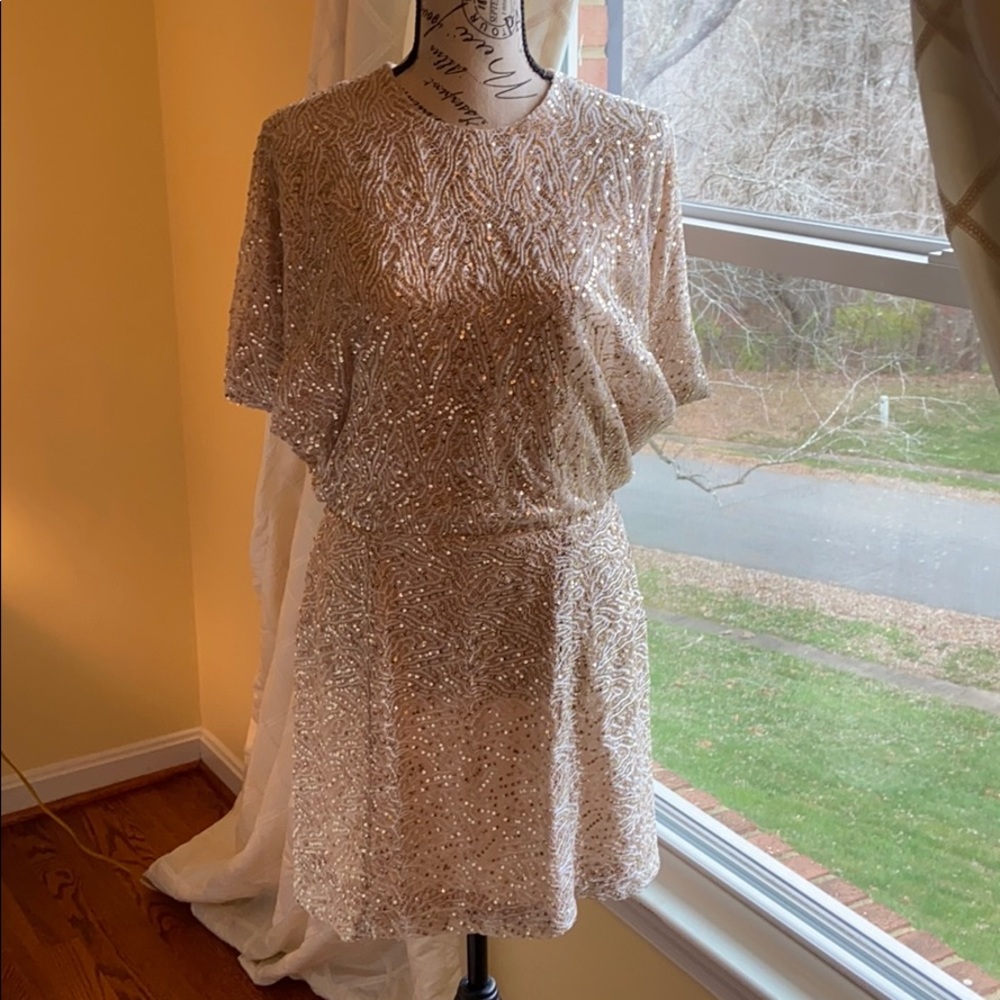 Stunning ivory and rose gold sequin mini dress